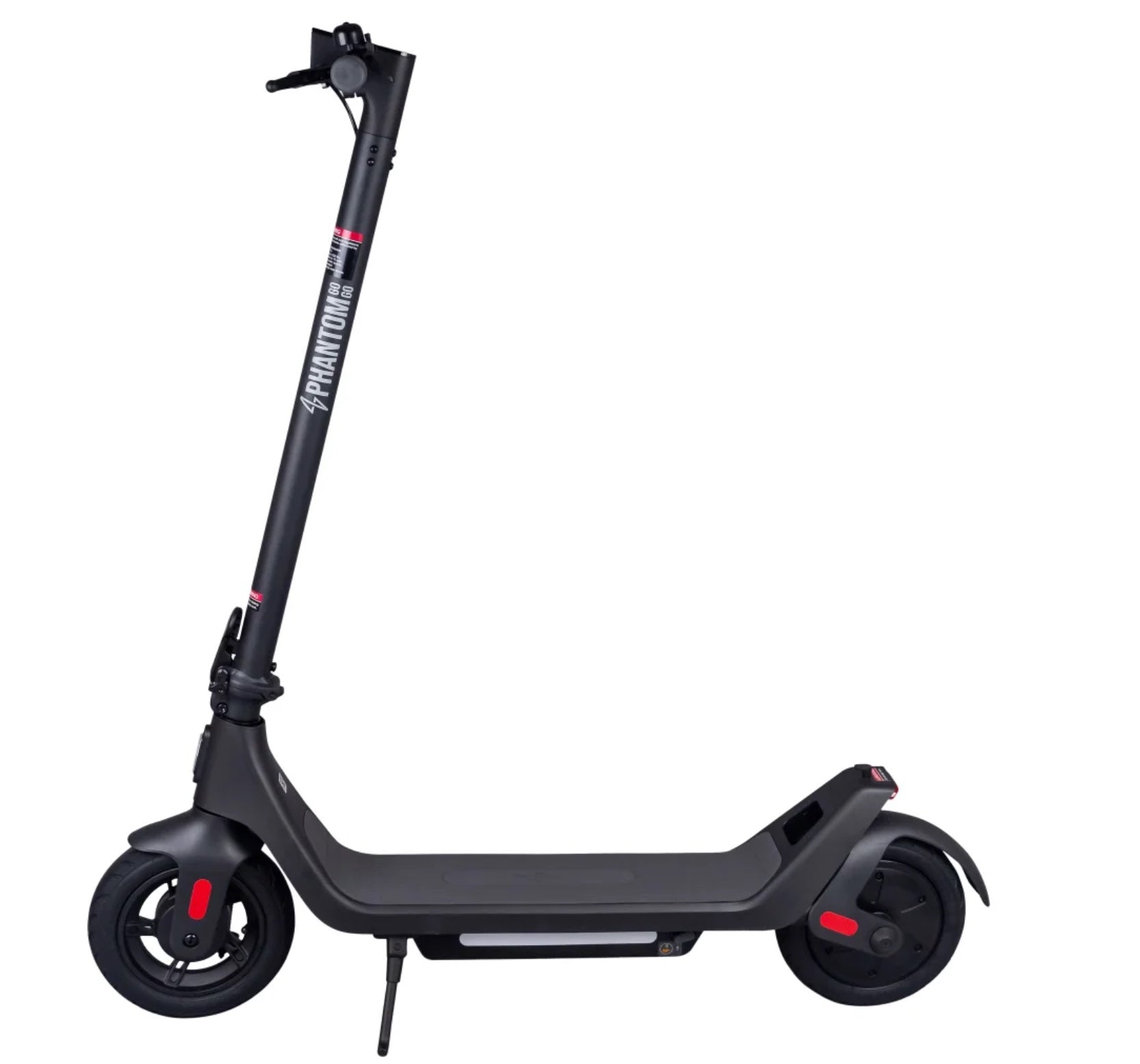 Black electric scooter with extendable handle on a white background