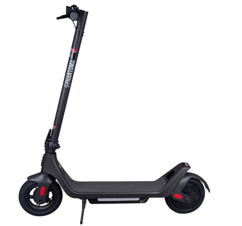 Black electric scooter with extendable handle on a white background