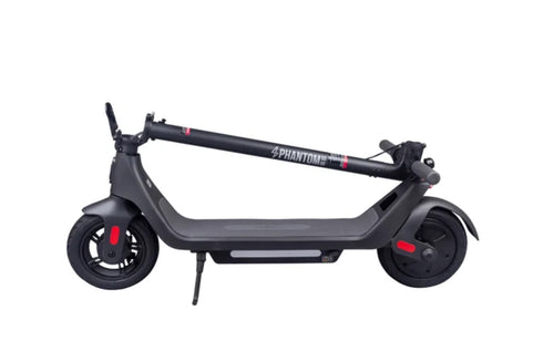 Black electric scooter with 'Phantom' branding on a white background